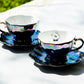 Grace Teaware Witchy Crystal Ball Black Gold Luster Tea Cup and Saucer set of 2