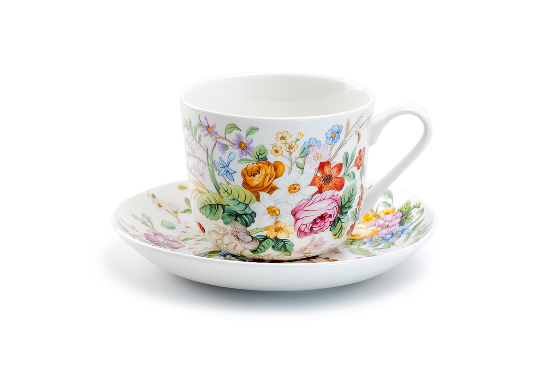 Stechcol Gracie China Lismore Rose Garden Porcelain Jumbo Cup & Saucer