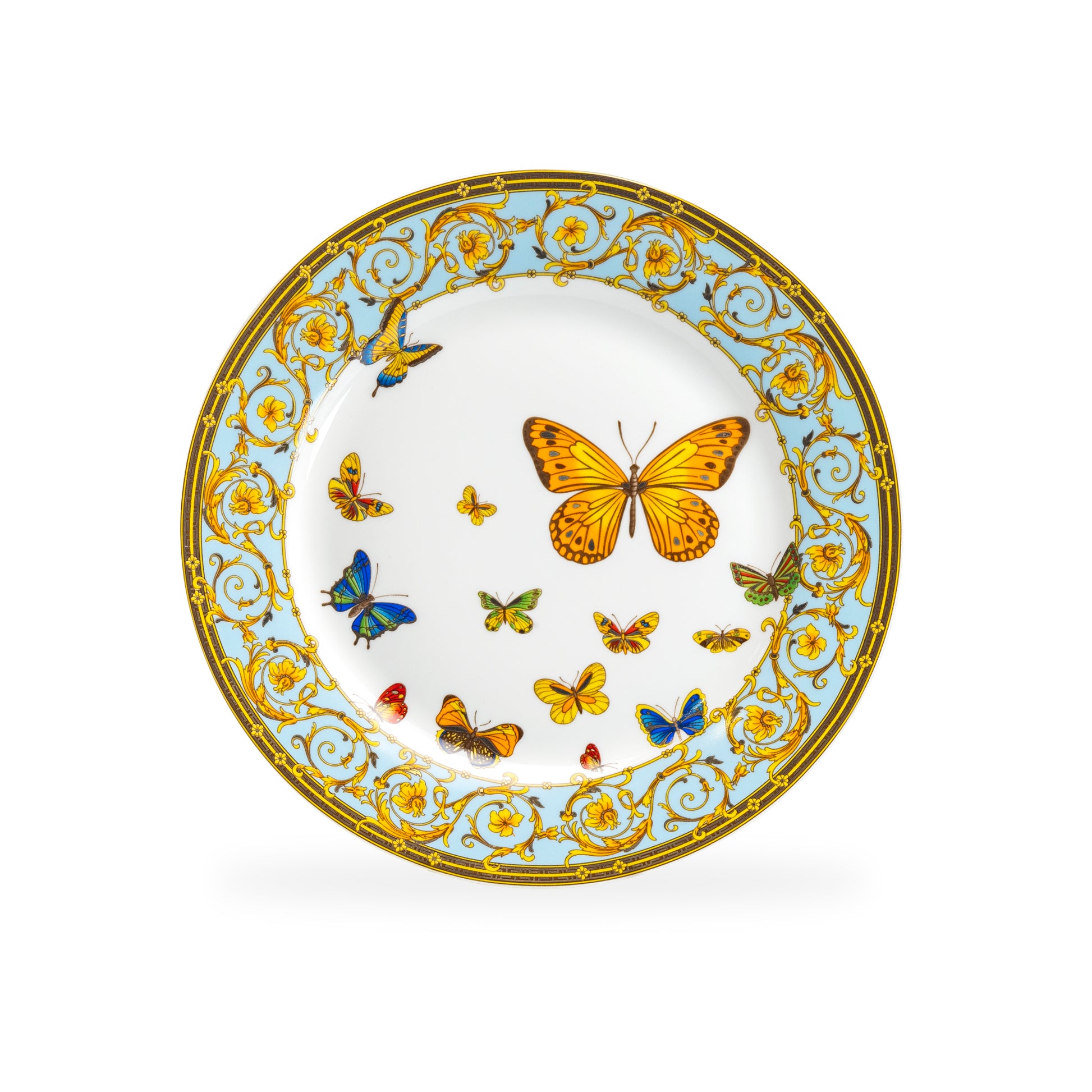 Grace Teaware Blue Butterfly Fine Porcelain Dessert Plate