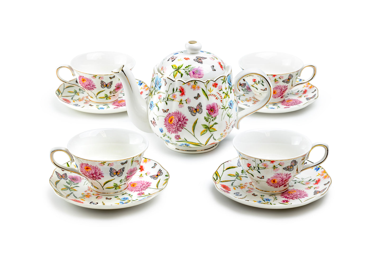 Butterfly Garden Fine Porcelain Tea Set