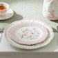 Pink Corn Flowers with Pink Rim Fine Porcelain Dessert / Dinner Plate