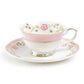 Pink Corn Flowers with Pink Rim Fine Porcelain Tea Cup and Saucer