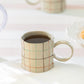 Natural Brown Organic Plaid Coffee Mug