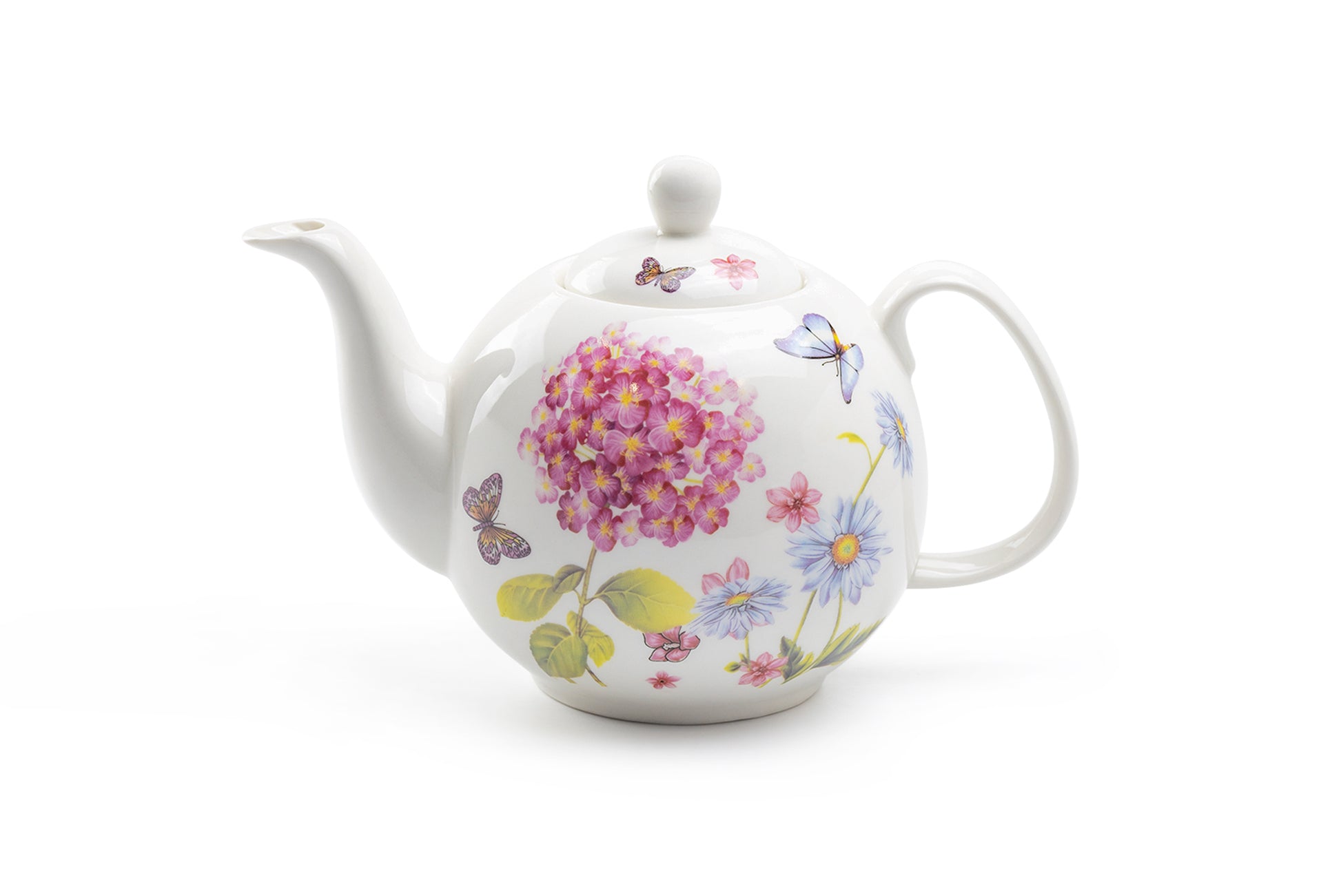 Grace Teaware Hydrangea Garden Butterfly Teapot