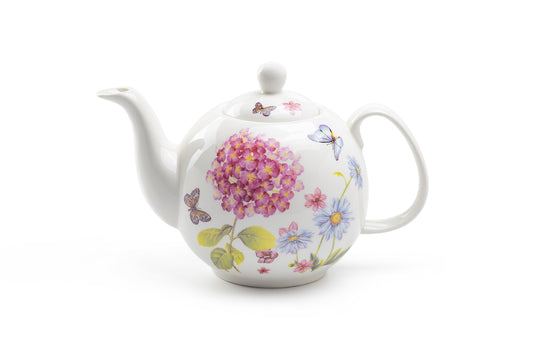 Grace Teaware Hydrangea Garden Butterfly Teapot