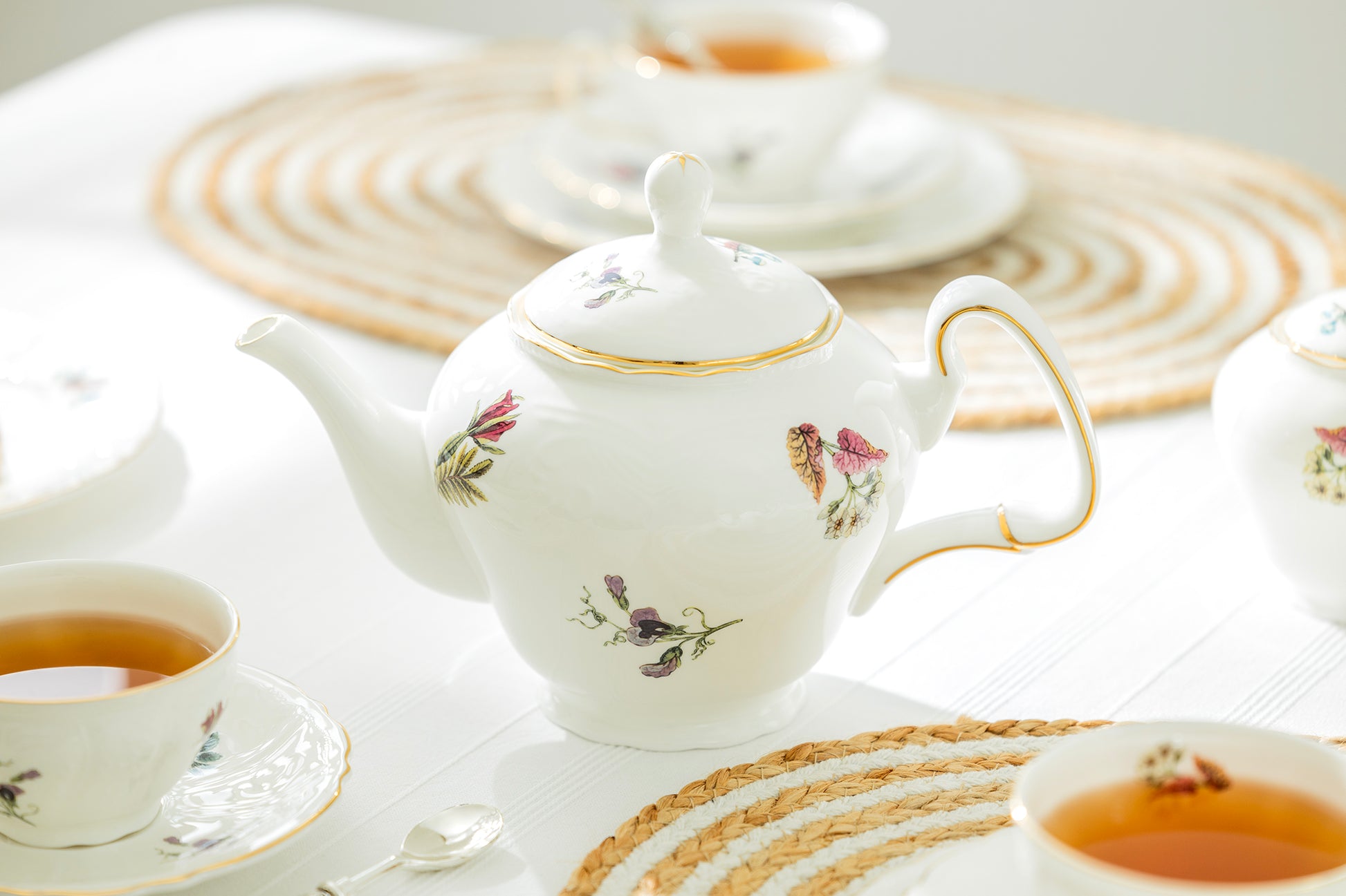Gracie Bone China Anna Garden Teapot Embossed