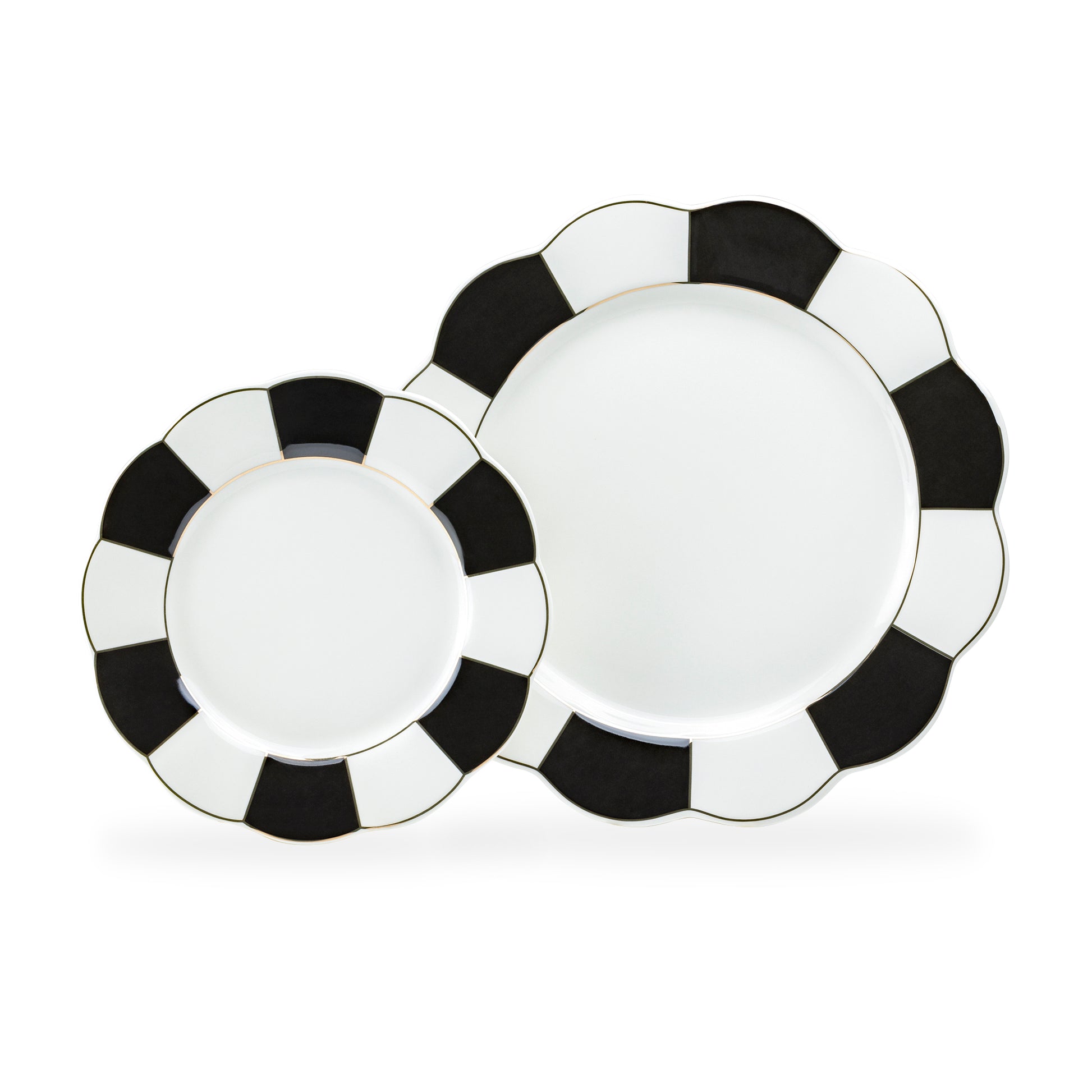 Grace Teaware Black and White Scallop Fine Porcelain Dessert / Dinner Plate