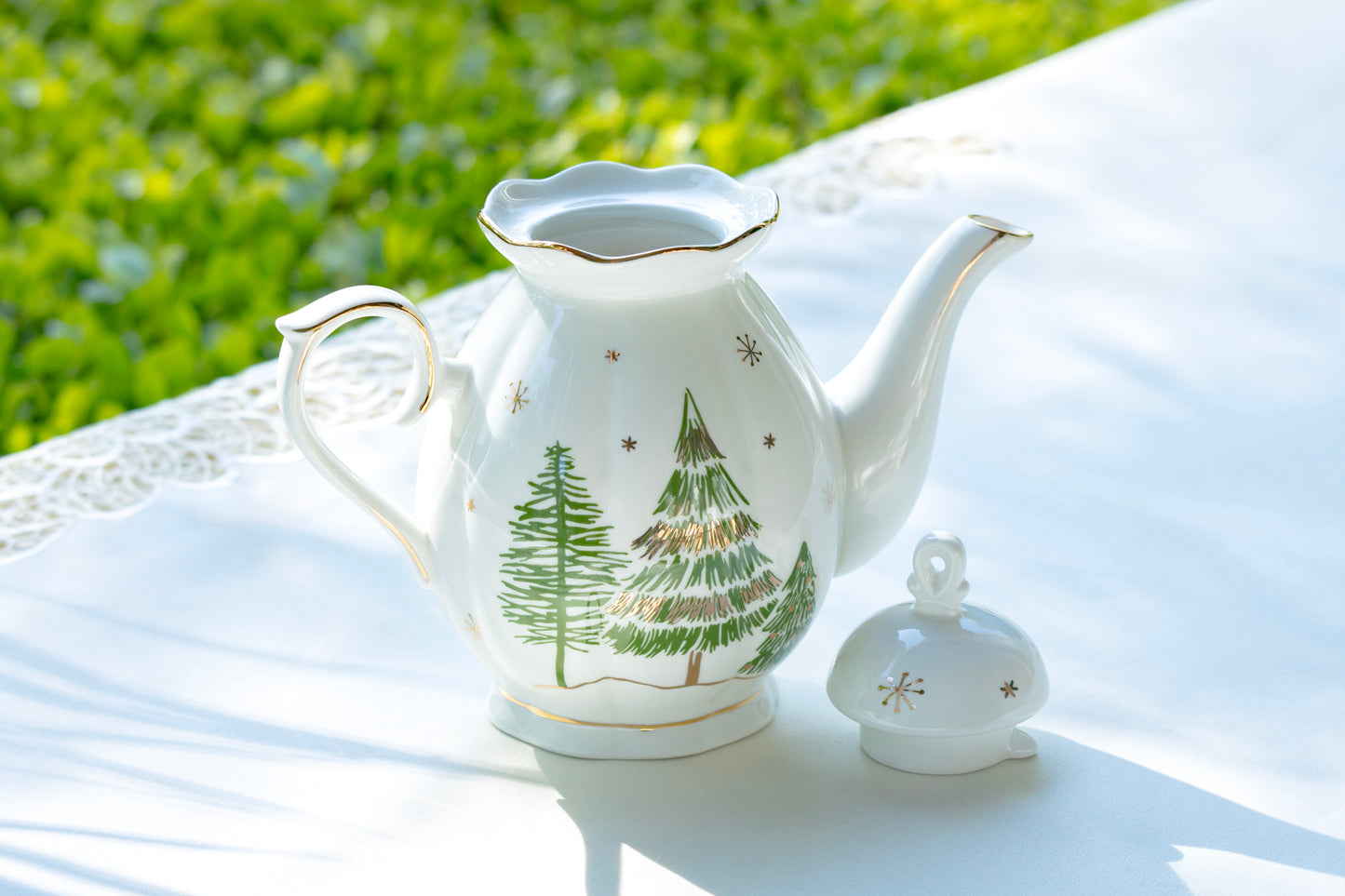 Christmas Pine Trees Fine Porcelain Tea Set