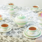 Mint Green Stripe with Gold Dots Fine Porcelain Tea Set