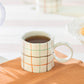 White Organic Plaid Coffee Mug