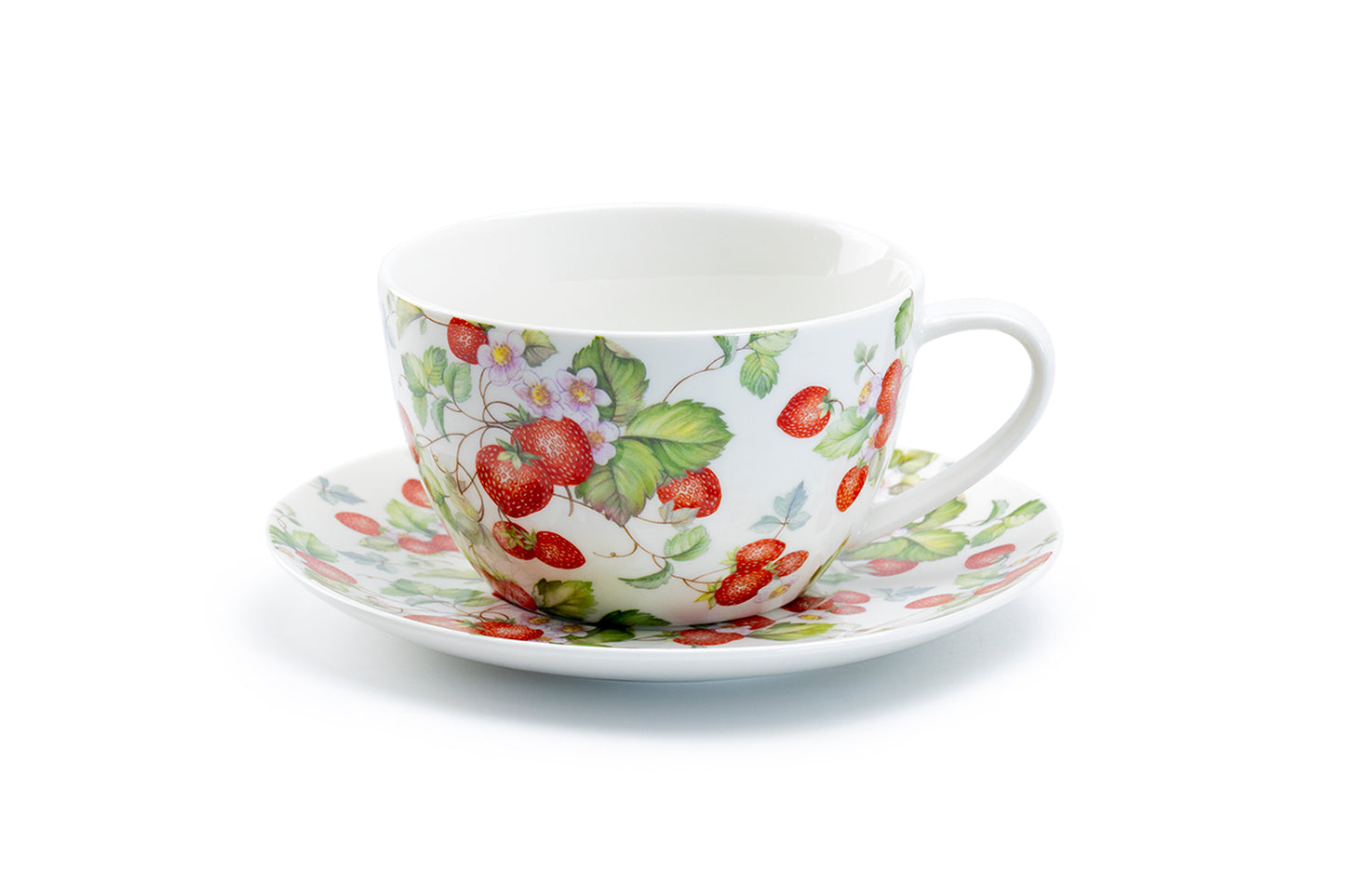 Stechcol Gracie China Strawberry Fine Porcelain Jumbo Cup and Saucer