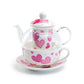 Grace Teaware Pink Hearts Glass Fine Porcelain Tea For One