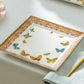 8" Butterflies with Pink Ornament Fine Porcelain Square Dessert Plate