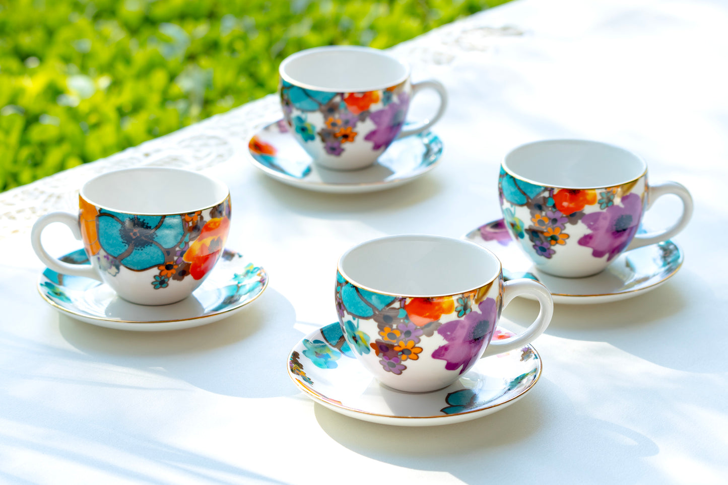 Grace Teaware Meadow Joy Fine Porcelain Tea cup and saucer set