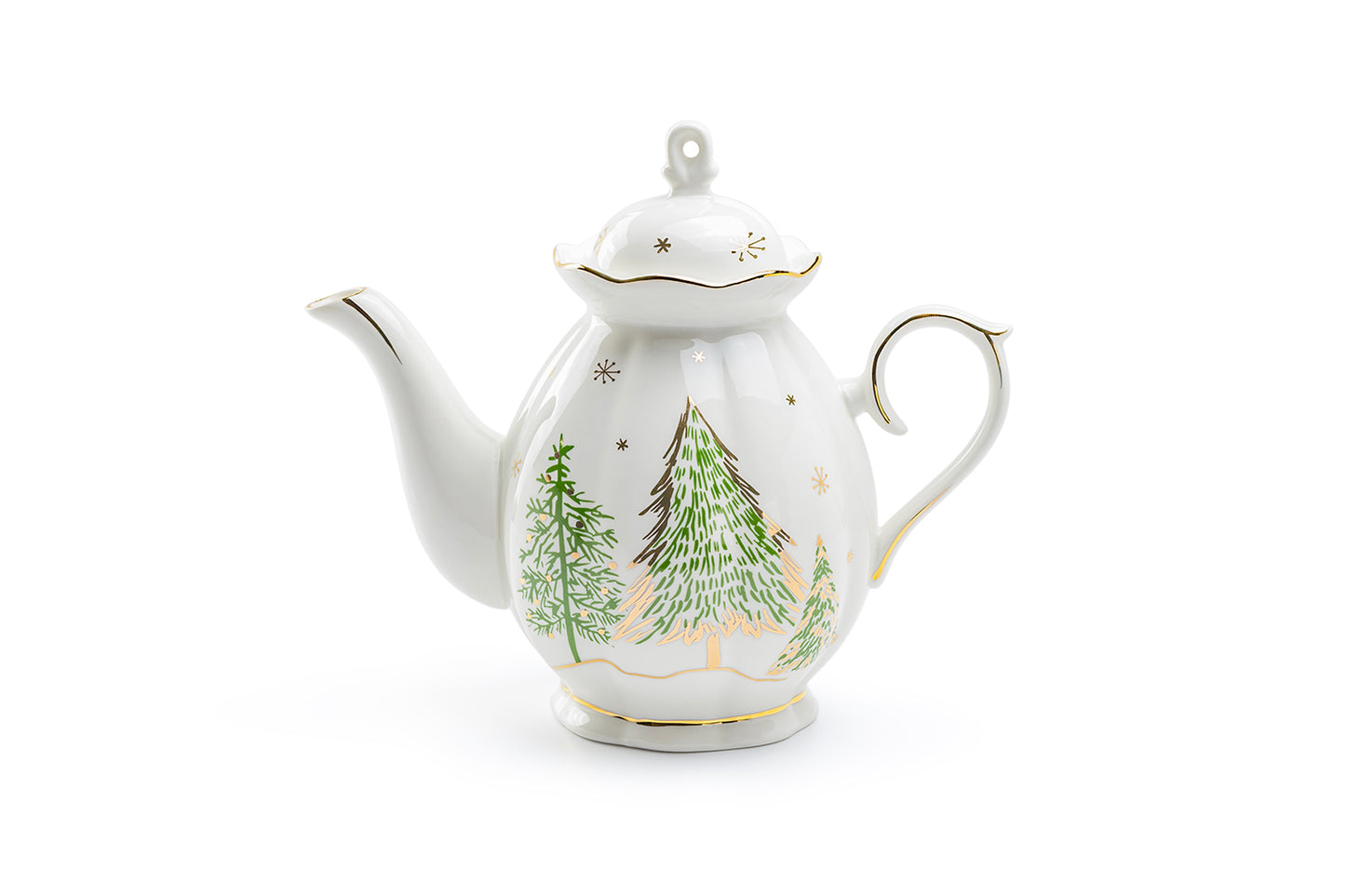 Grace Teaware Christmas Pine Trees Fine Porcelain Teapot