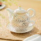 Golden Leopard Fine Porcelain Tea For One Set