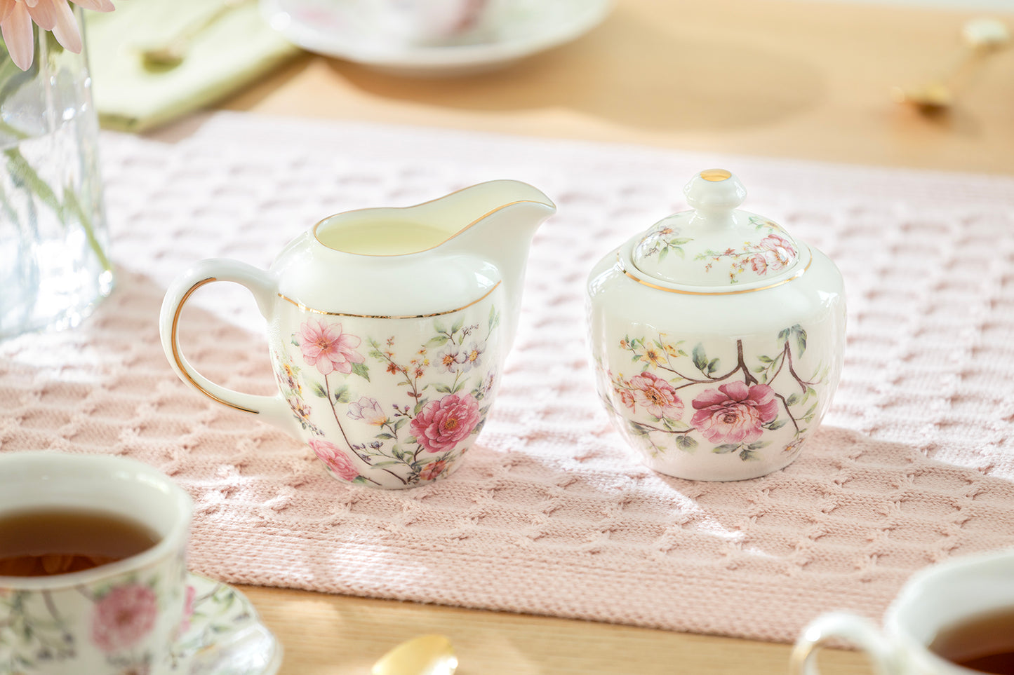 Pink Camellia Fine Porcelain Tea Set