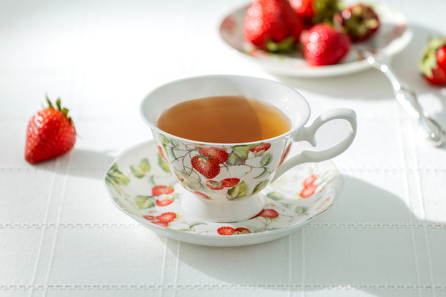 strawberry bone china tea cup