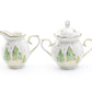 Grace Teaware Christmas Pine Trees Fine Porcelain Sugar & Creamer Set