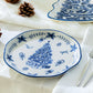 Blue Holly Christmas Tree Dessert/Salad Plate