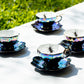 Grace Teaware Spider Black Gold Luster tea cups