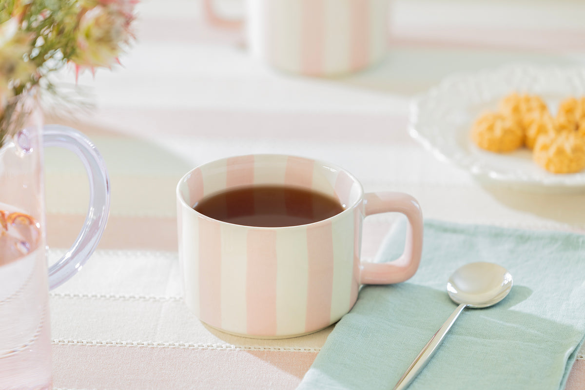 Pink Striped Large Mug - 16oz