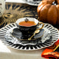 Grace Teaware Halloween Snake Black Gold Scallop Tea Cup Saucer set