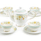 Yellow Corn Flowers with Mint Rim Fine Porcelain Tea Set