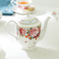 Gracie Bone China Peony and Strawberry Bone China Teapot