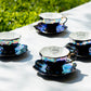 Grace Teaware Ouija Board Black Gold Luster tea cups