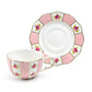 Pink Polka Dot Rosebud Scallop Fine Porcelain Tea Cup and Saucer