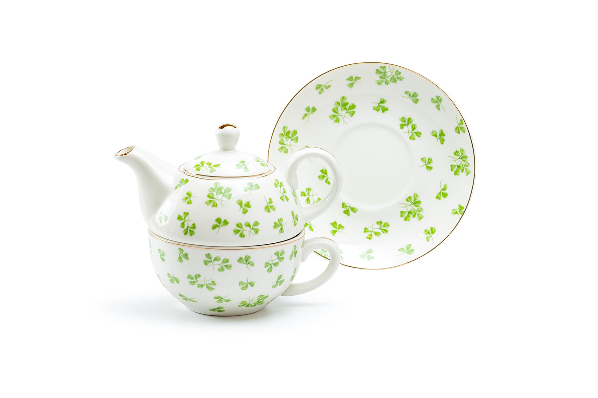 Grace Teaware St.Patrick's Day Shamrock Fine Porcelain Tea For One Set