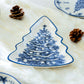 Blue Holly Christmas Tree Serving Tray