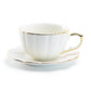 Grace Teaware White Gold Scallop Fine Porcelain Tea / Latte Cup and Saucer