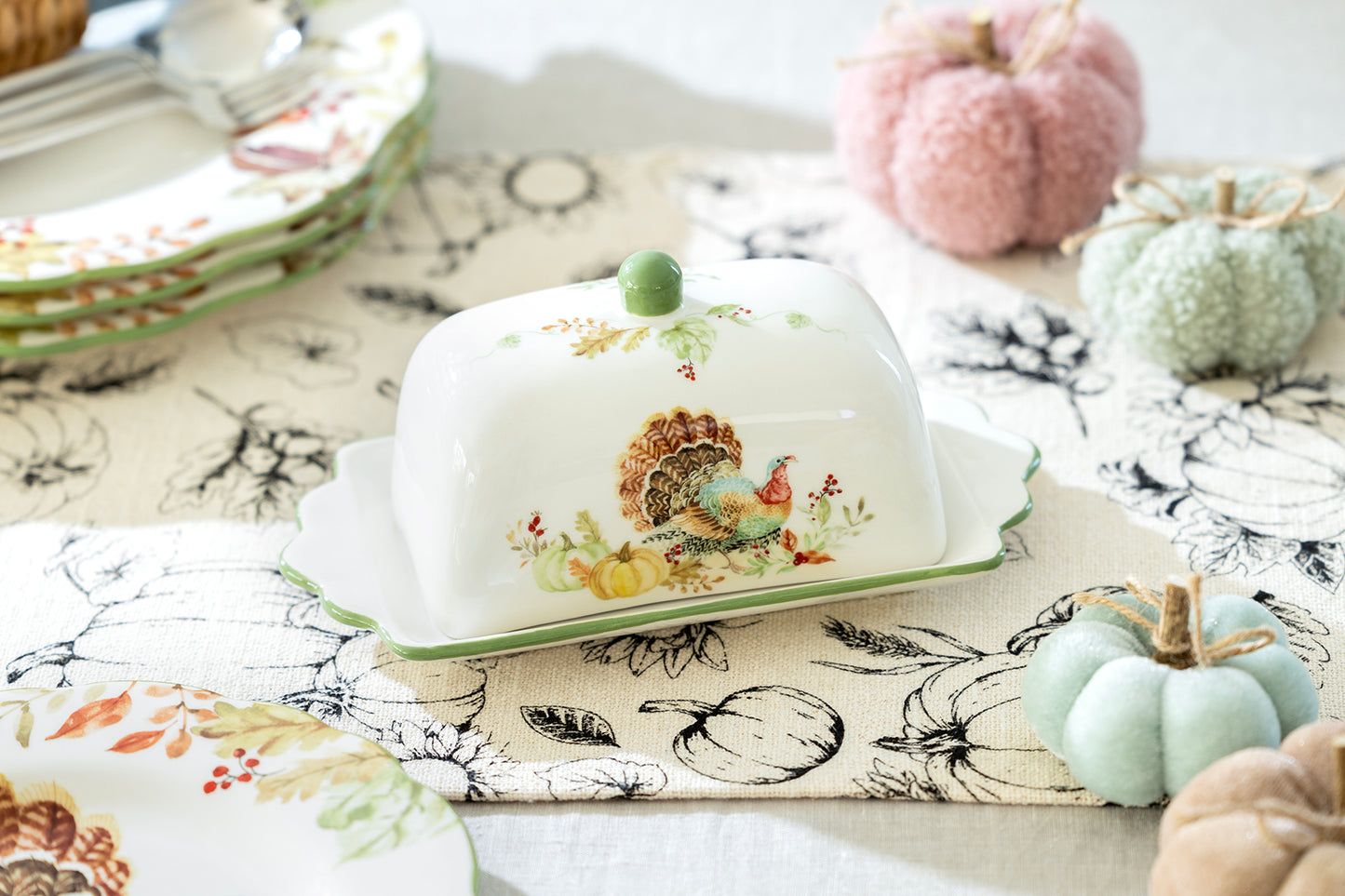Turkey Autumn Harvest Butter Dish