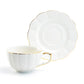 Grace Teaware White Gold Scallop Fine Porcelain Tea Cup and Saucer set