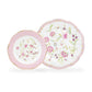 Pink Corn Flowers with Pink Rim Fine Porcelain Dessert / Dinner Plate