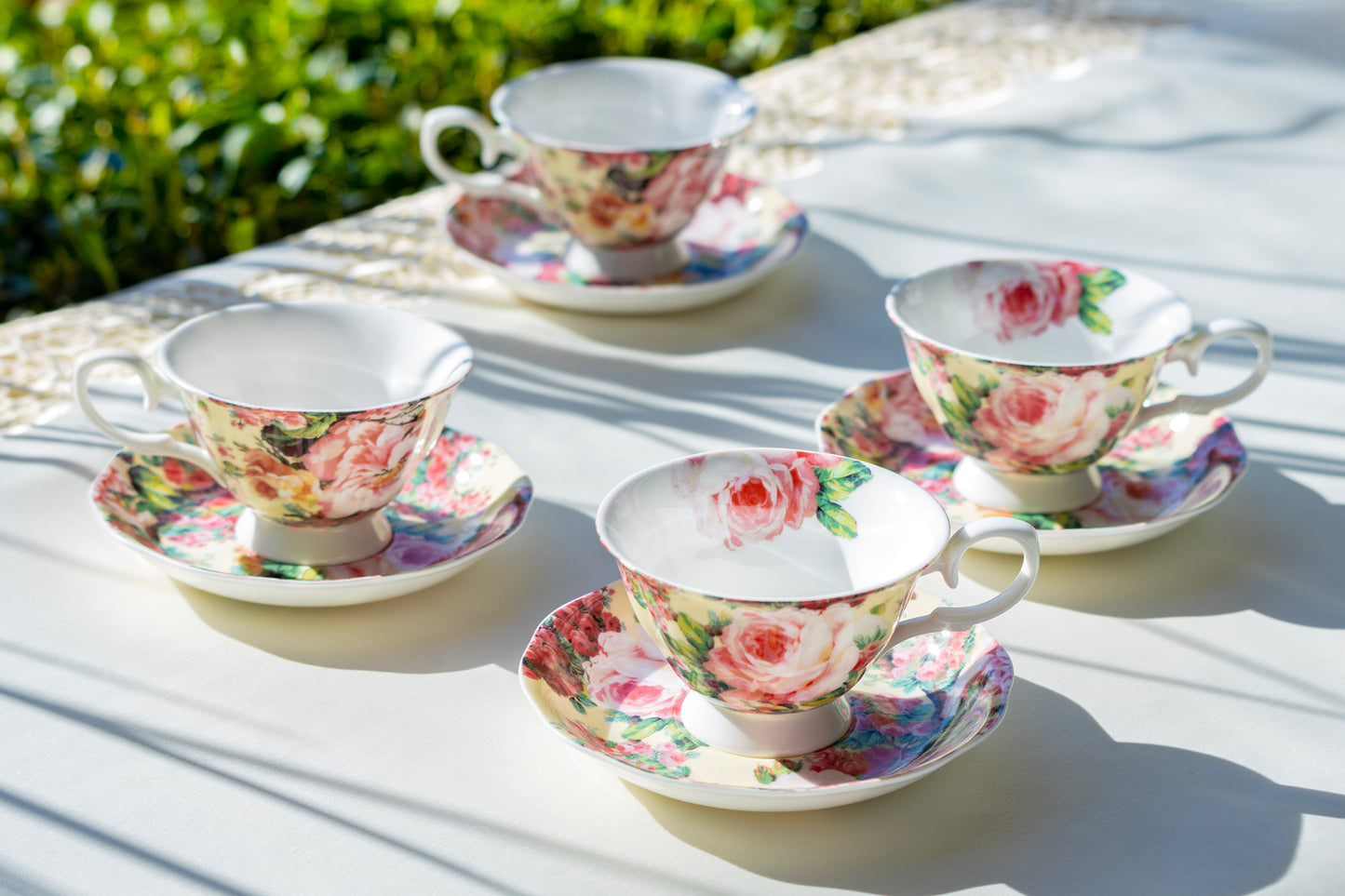 Victorian Rose Bone China Tea Cup and Saucer