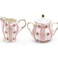 Pink Polka Dot Rosebud Scallop Fine Porcelain Sugar & Creamer Set