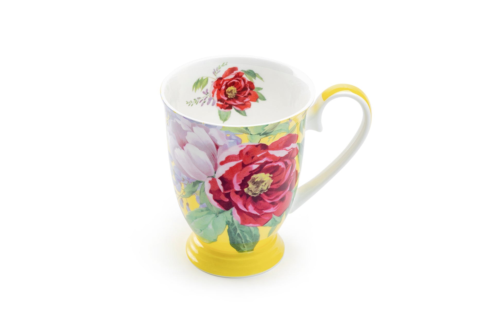 Stechcol Gracie Bone China Peony Bloom Yellow Bone China Footed Mug