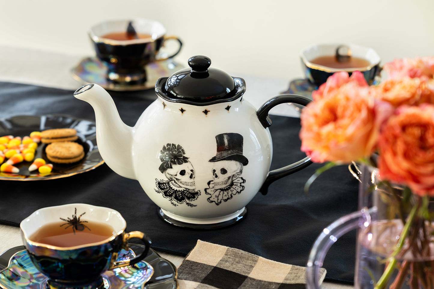 Halloween Victorian Skulls Teapot
