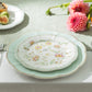 Yellow Corn Flowers with Mint Rim Fine Porcelain Dessert / Dinner Plate