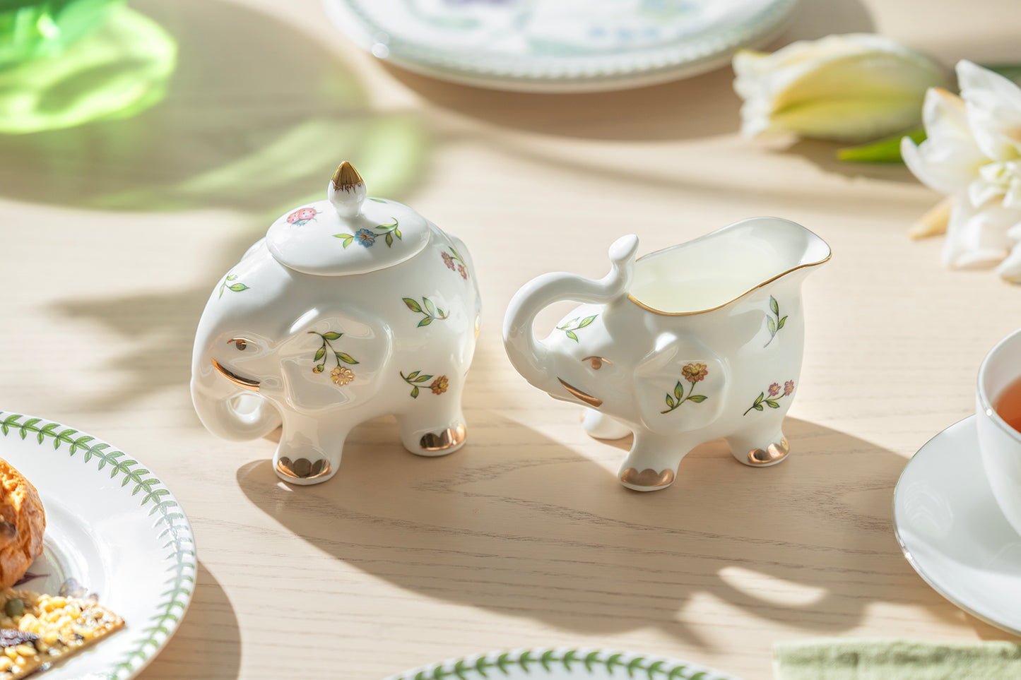 Summer Garden Elephant Fine Porcelain Tea Set