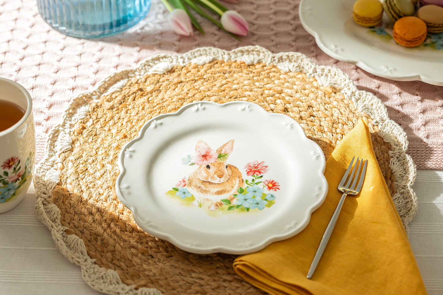 Flower Bunny Scallop Dessert / Dinner Plate