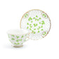 Grace Teaware St. Patrick's Day Shamrock Fine Porcelain Tea Cup and Saucer with Pierced Design and hand painted gold detailing