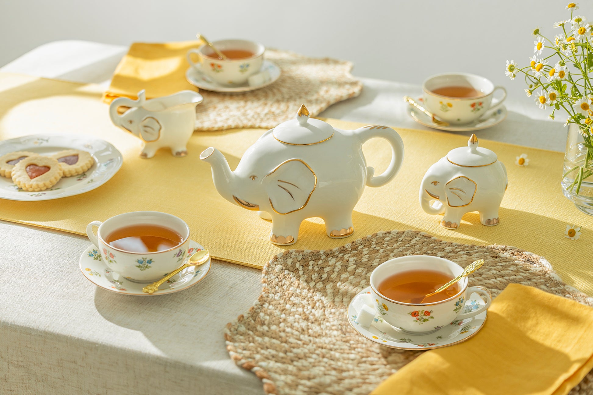 Grace Teaware White Gold Elephant Fine Porcelain Tea Set – Gracie
