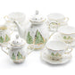 Grace Teaware Christmas Pine Trees Fine Porcelain Tea Set