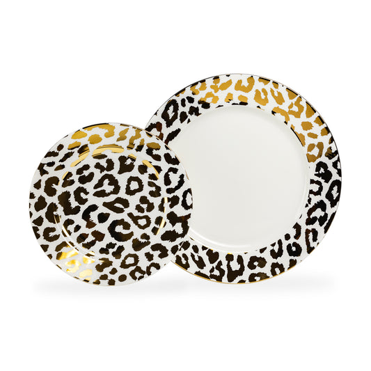 Gold Leopard Fine Porcelain Dessert / Dinner Plate