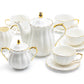 Grace Teaware White Gold Scallop Fine Porcelain Tea Set