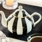 Black Carousel Stripes Fine Porcelain Teapot